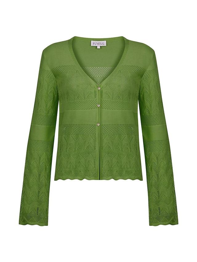 Womens Lou Pointelle V-Neck Cardigan Product Image