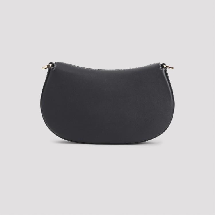 Small Saddle Black Calf Leather Shoulder Bag Product Image