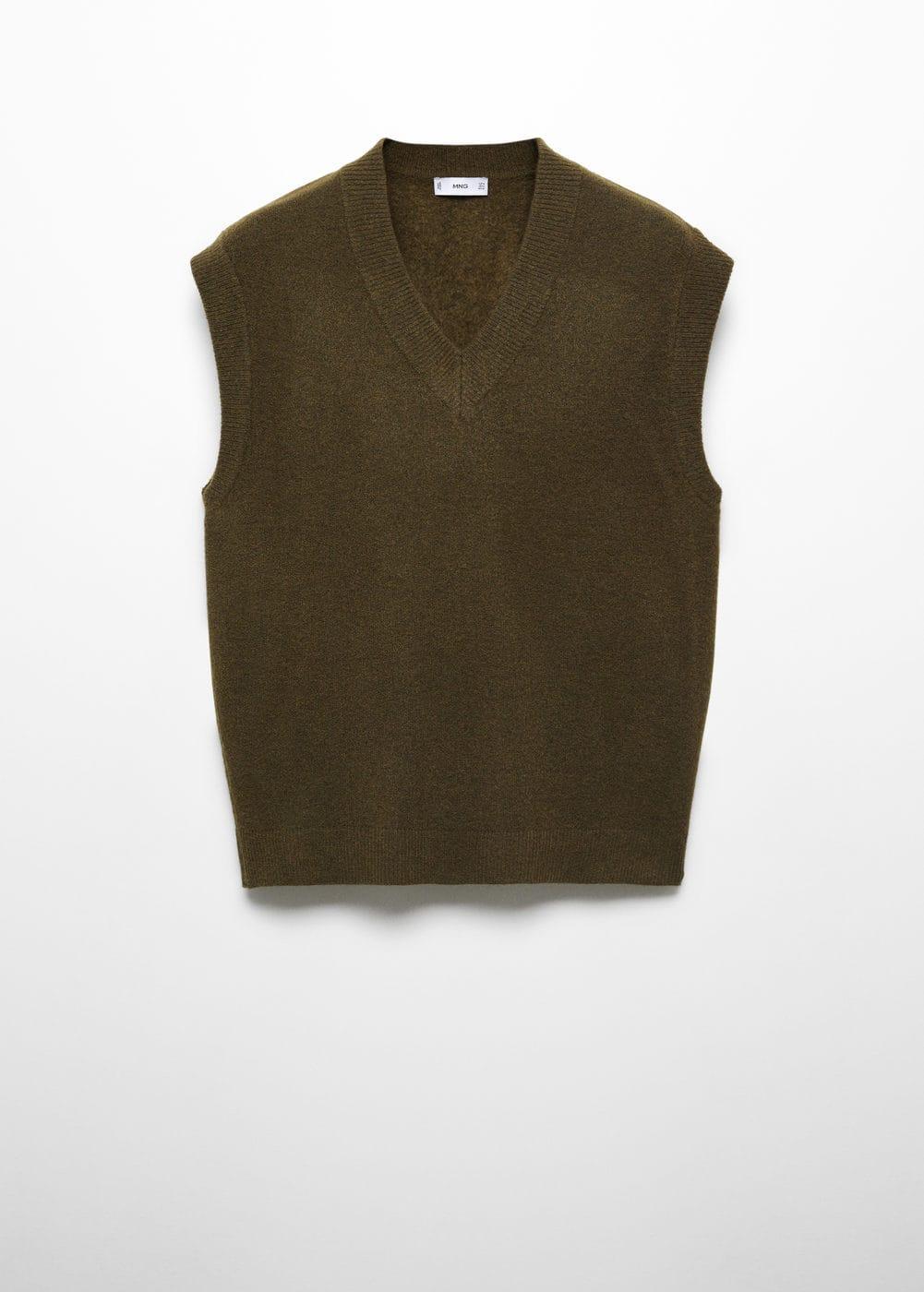 MANGO MAN - V-neck knitted vest khakiMen Product Image