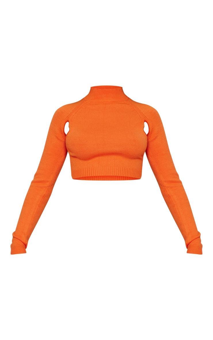 Orange Soft Knit Cut Out Crop Sweater Product Image