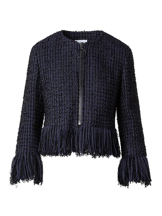 Womens Chunky Tweed Fringe Jacket Product Image