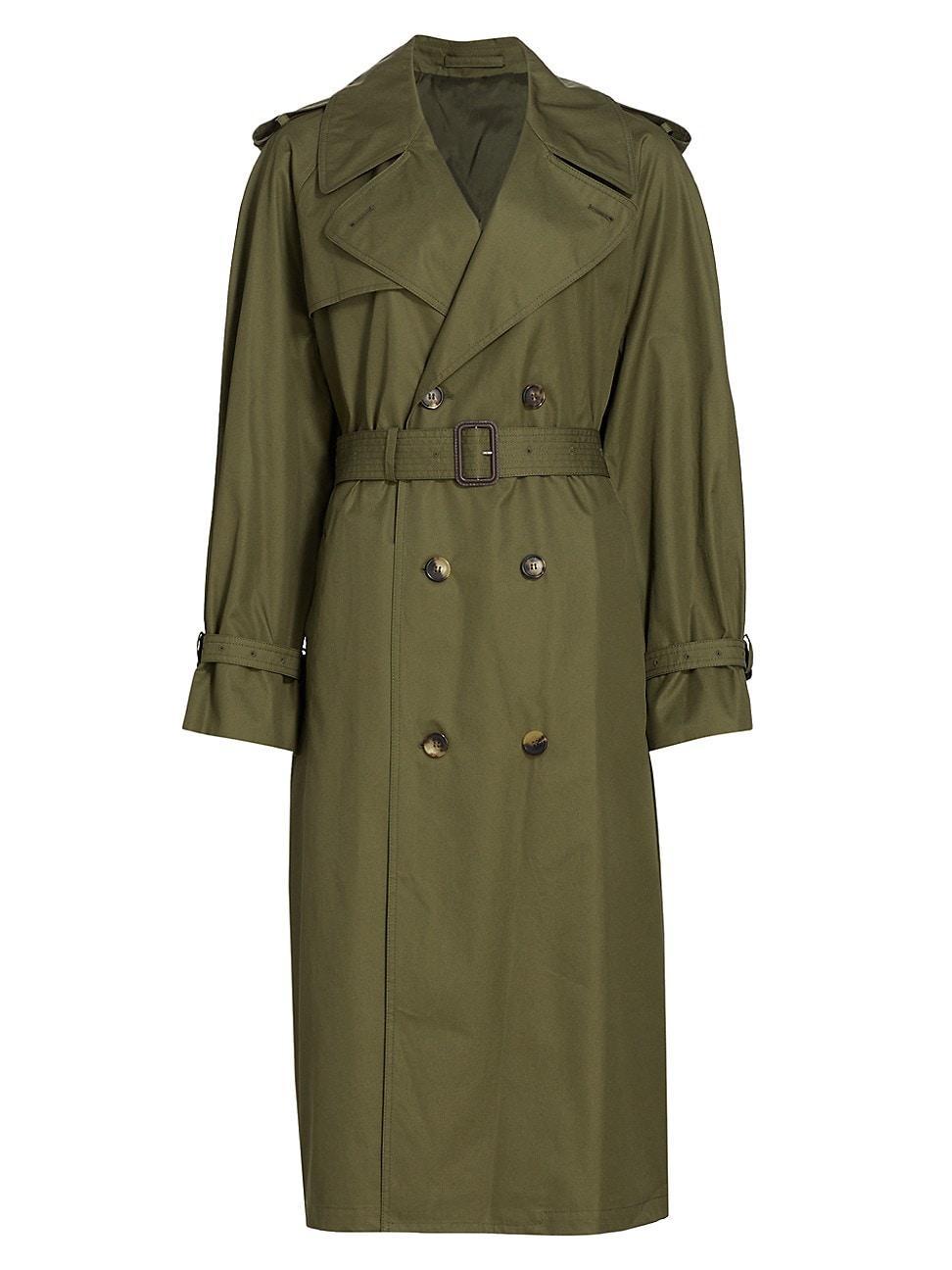 Womens Belted Double-Breasted Trench Coat Product Image