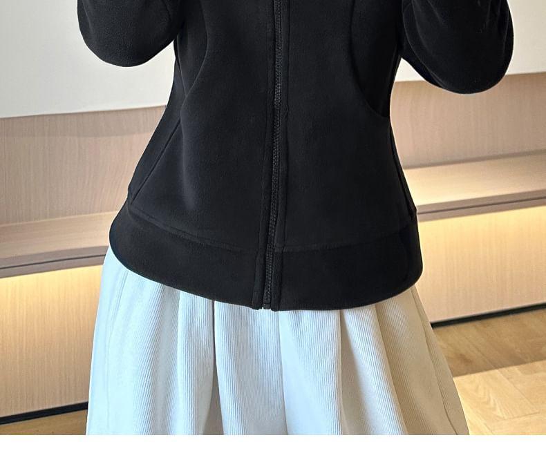 Plain Zip-Up Hoodie Product Image