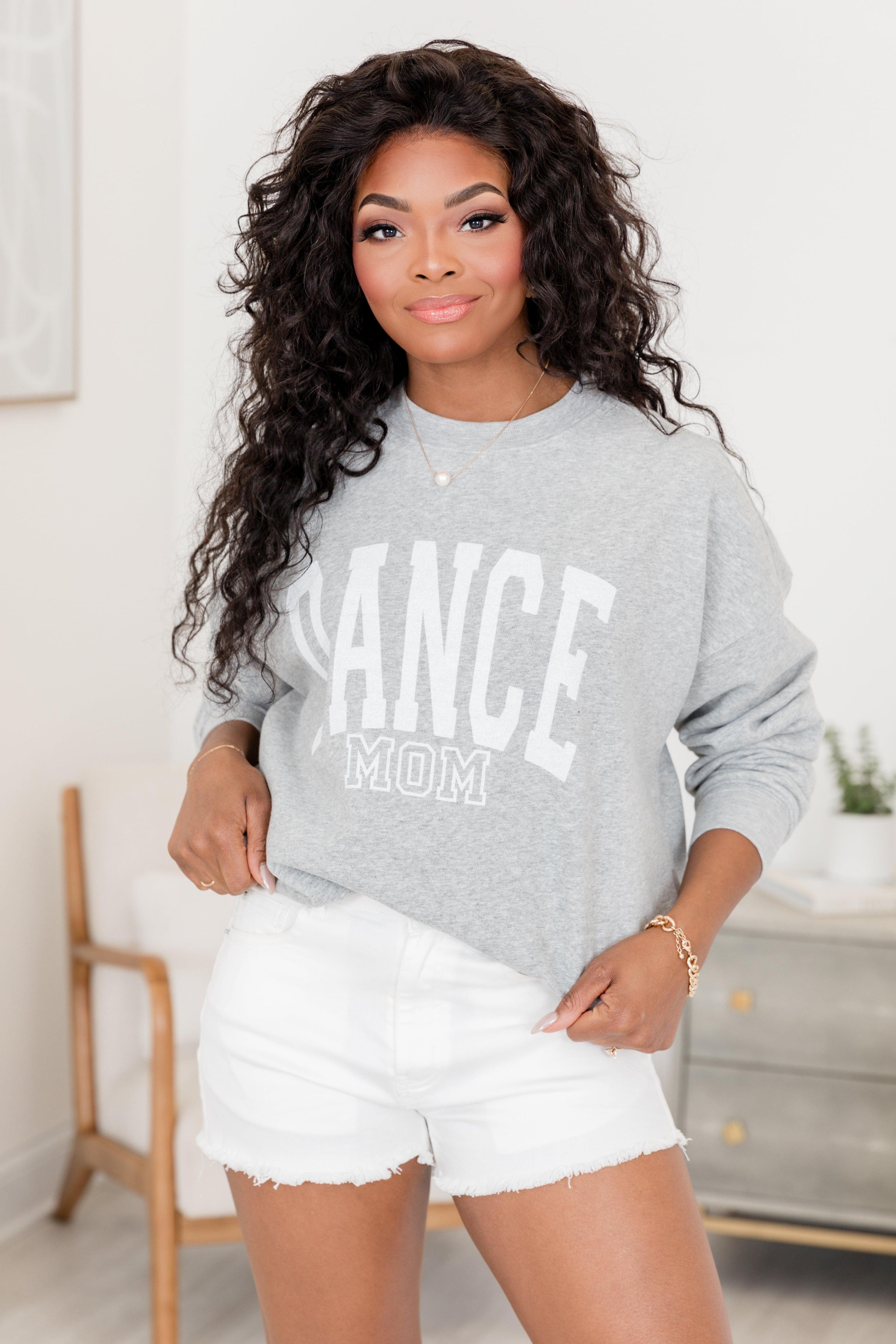 Dance Mom Block Light Grey Oversized Graphic Sweatshirt Product Image