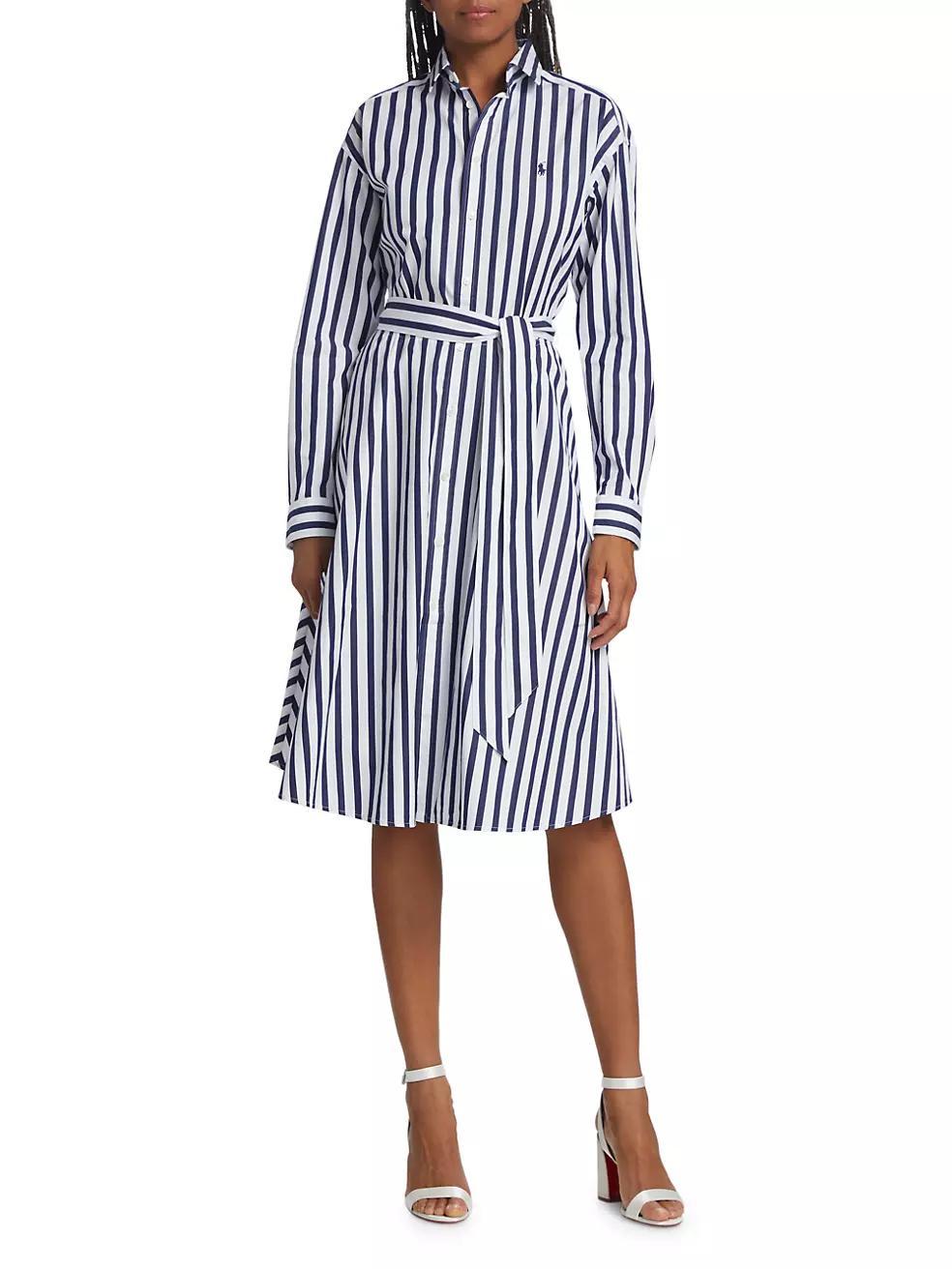 Ela Belted Stripe Cotton Shirtdress Product Image