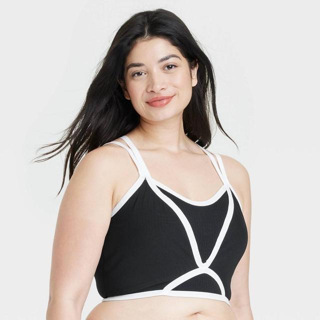 Womens Contrast Trim Layered Bralette - Colsie Black 2X Product Image