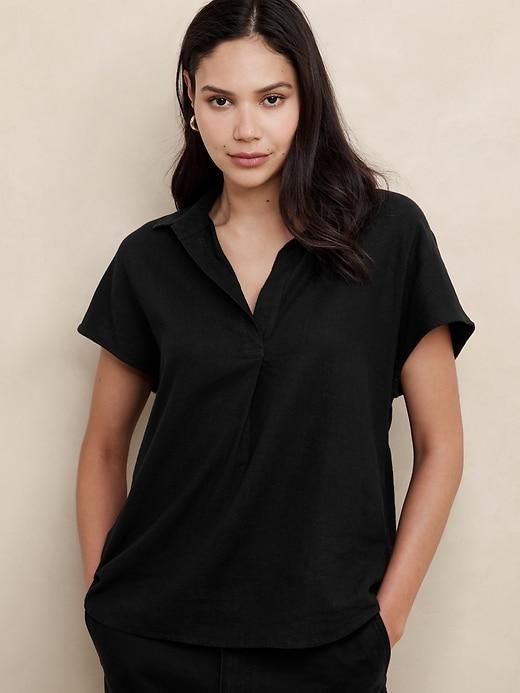 Oversized Linen-Blend Dolman Top Product Image