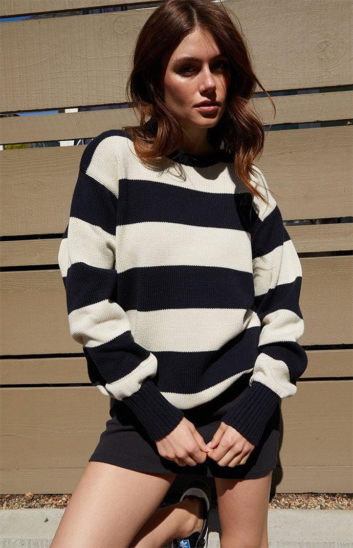 John Galt Womens White & Black Striped Brianna Sweater - White/black Product Image