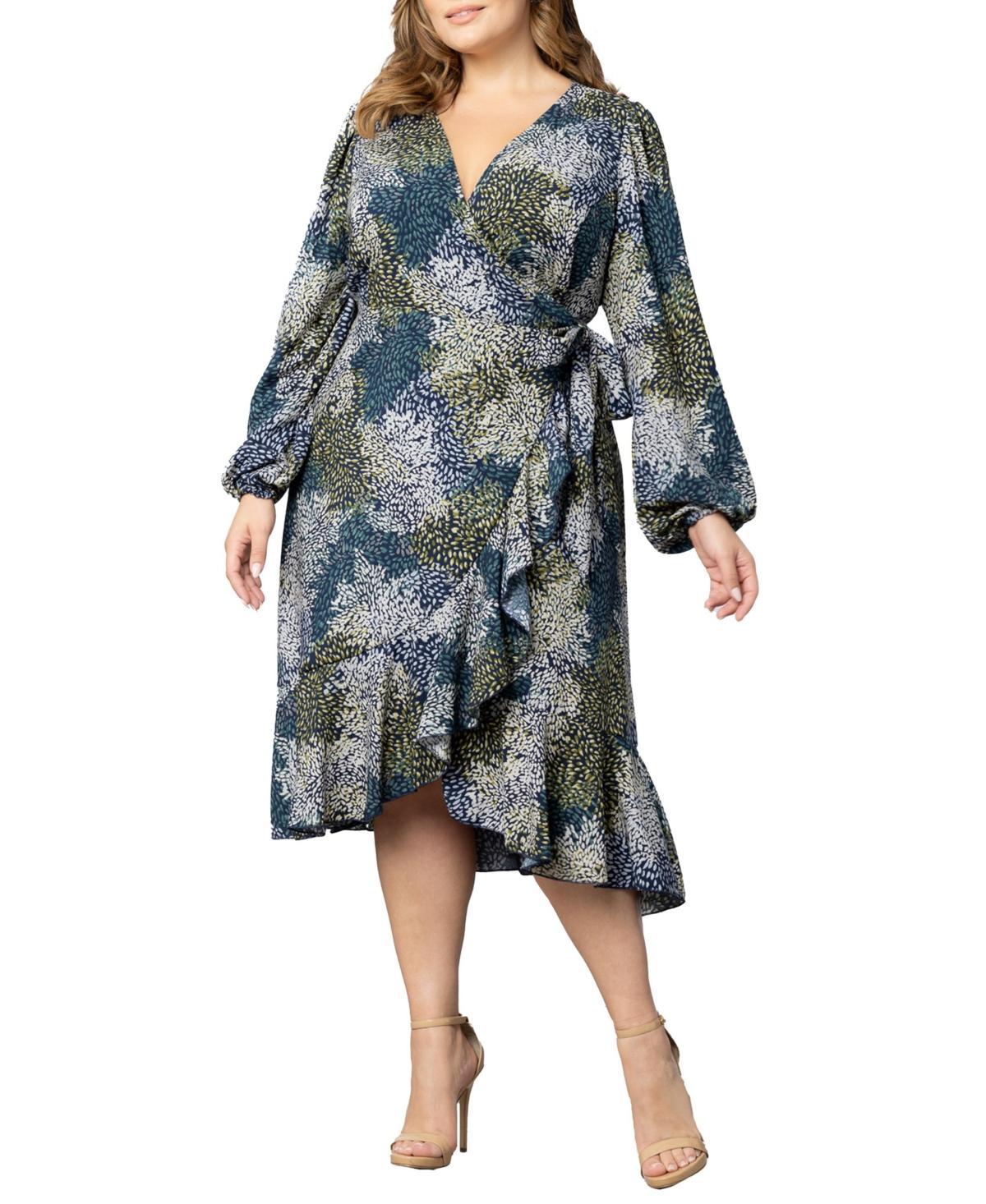 Kiyonna Julia Long Sleeve Midi Wrap Dress Product Image