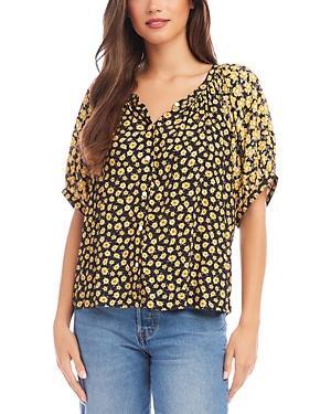 Karen Kane Floral Print Puffed Sleeve Blouse Product Image