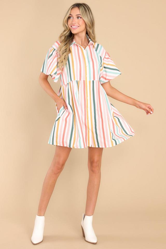 Aura In The Clouds Desert Sage Multi Stripe Dress Product Image