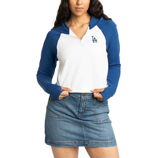 Womens Lusso Los Angeles Dodgers Jane Raglan Quarter-Zip Tri-Blend Cropped Pullover Hoodie Product Image