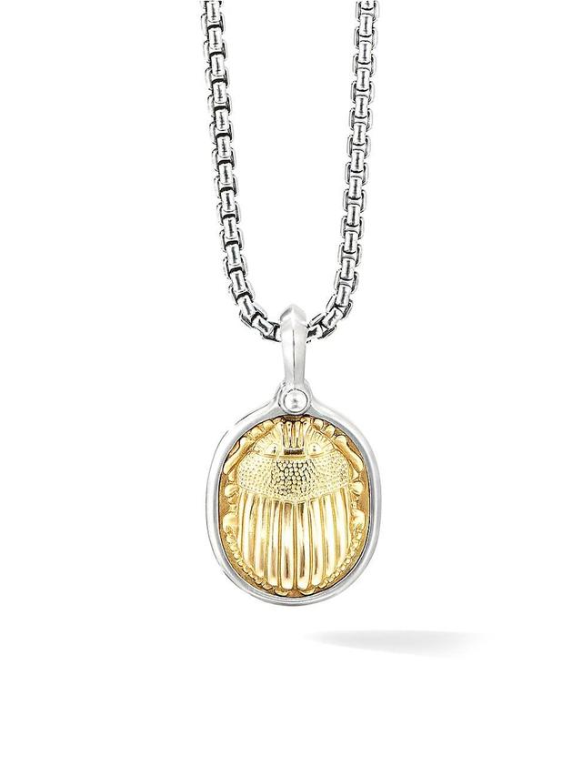 Mens Petrvs Scarab Amulet in Sterling Silver with 18K Yellow Gold, 32.3MM Product Image