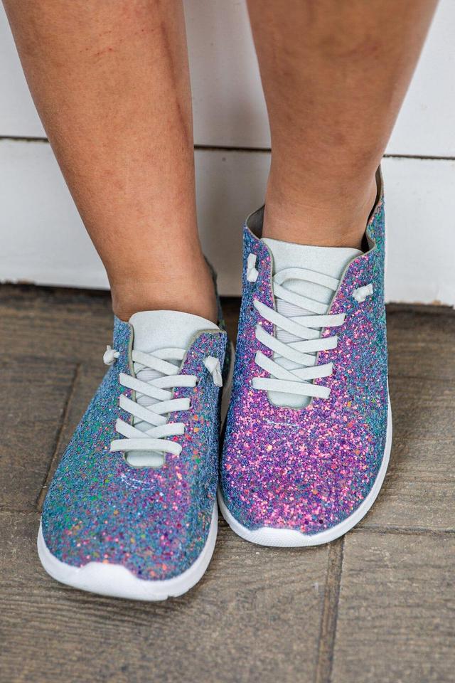 Purple Multicolor Glitter Sneakers Product Image