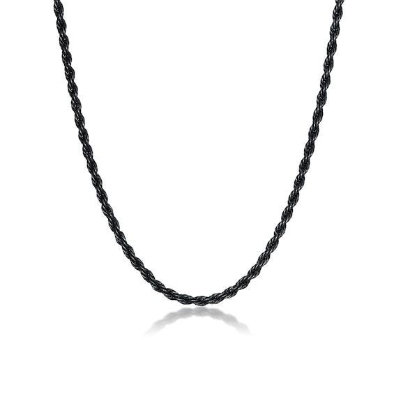 Men's 3.5mm Antique-Finish Rope Chain Necklace in Solid Stainless Steel with Black IP - 22" Product Image