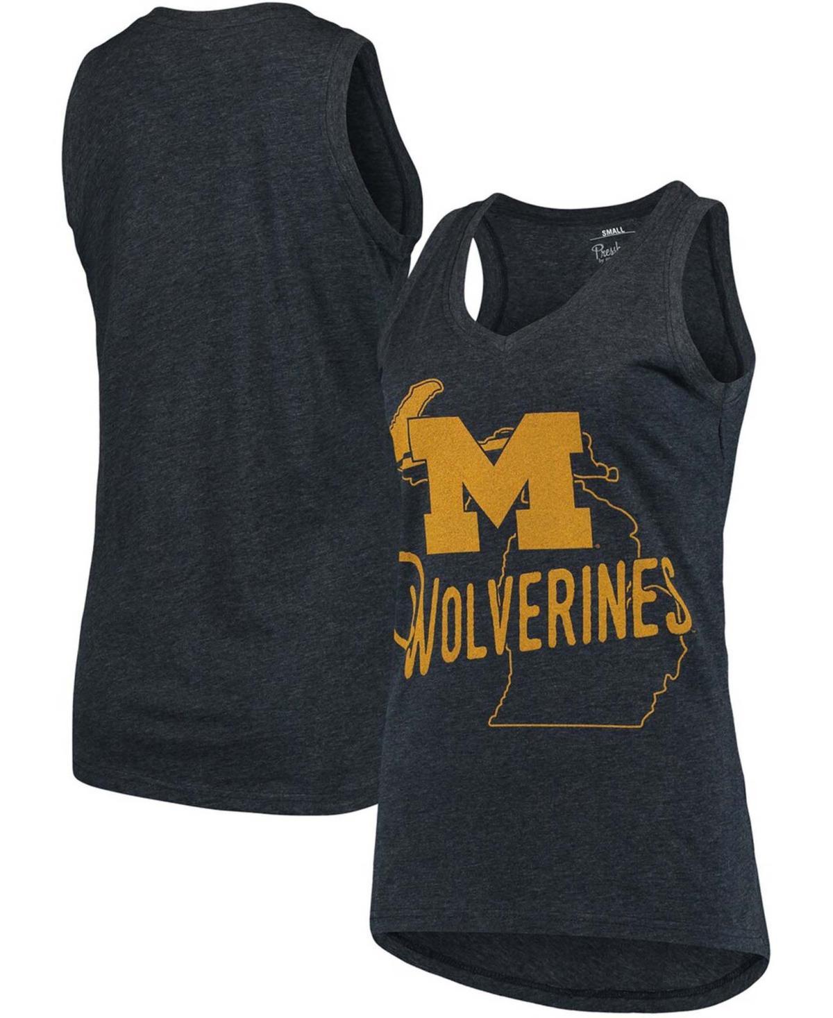 Womens Pressbox Michigan Wolverines Ferris Melange V-Neck Tank Top Blue Product Image