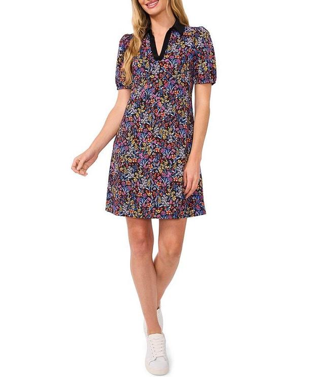 CeCe v-Neck Short Sleeve Floral Mini Dress Product Image