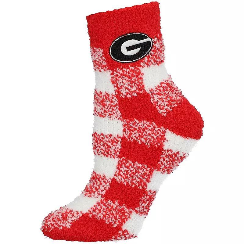 Womens ZooZatz Georgia Bulldogs Fuzzy Buffalo Checkered Ankle Socks Product Image