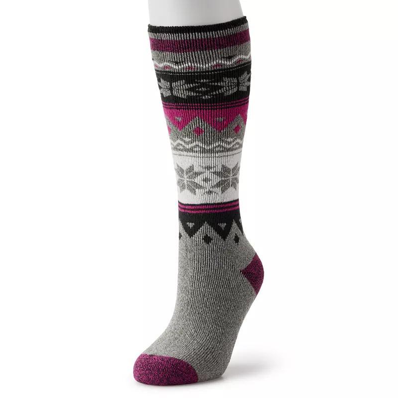 Womens Heat Holders Lite 5x Warmer Long Midweight Thermal Fairisle Socks Purple Product Image