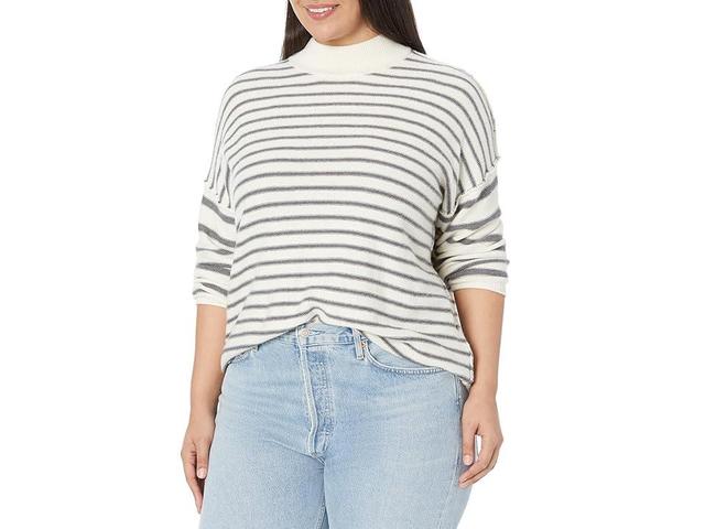 Madewell Plus Stripe Jamaica Mock Neck (Antique Cream) Women's Clothing Product Image