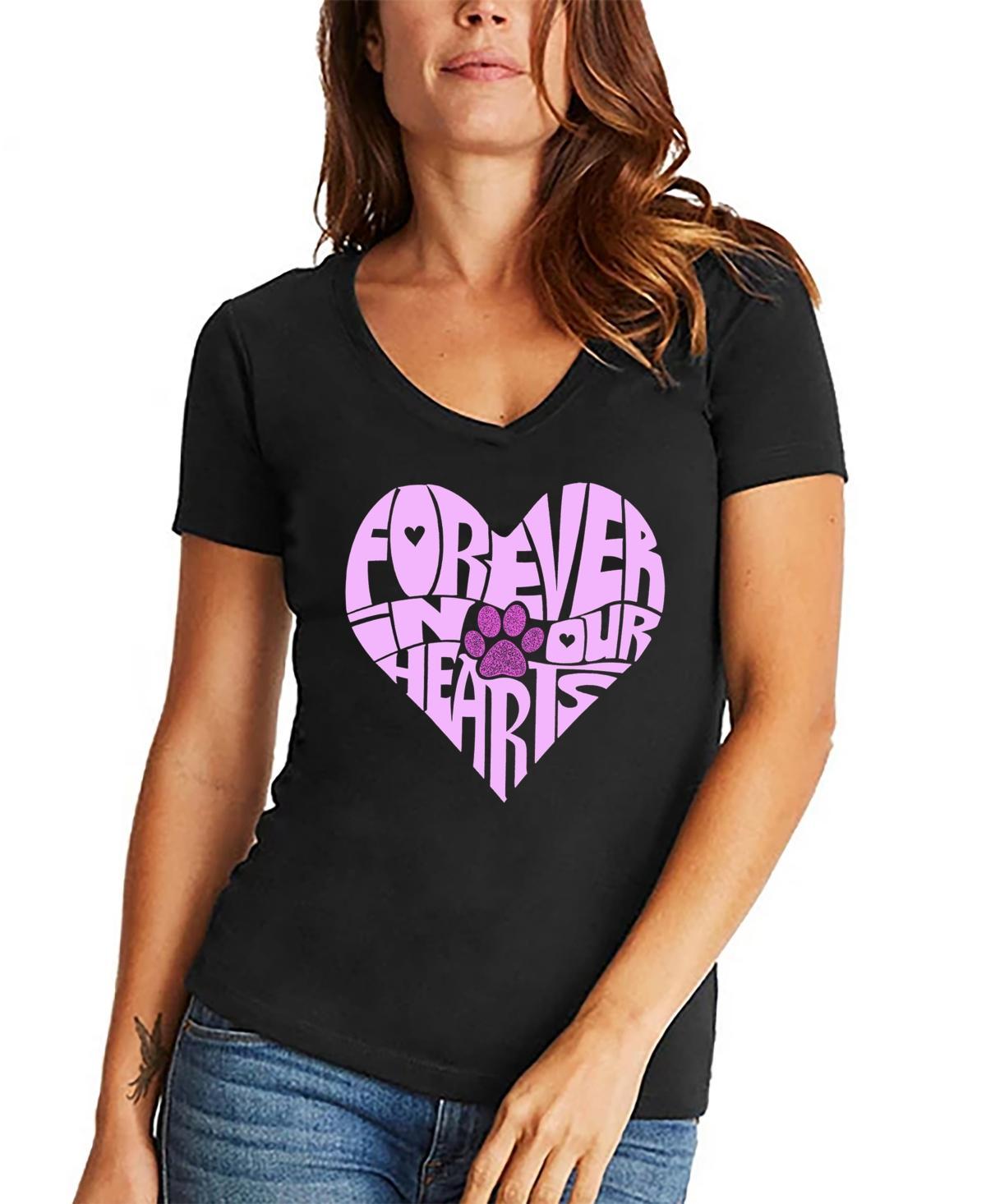 La Pop Art Womens Word Art Forever In Our Hearts V-Neck T-Shirt product image