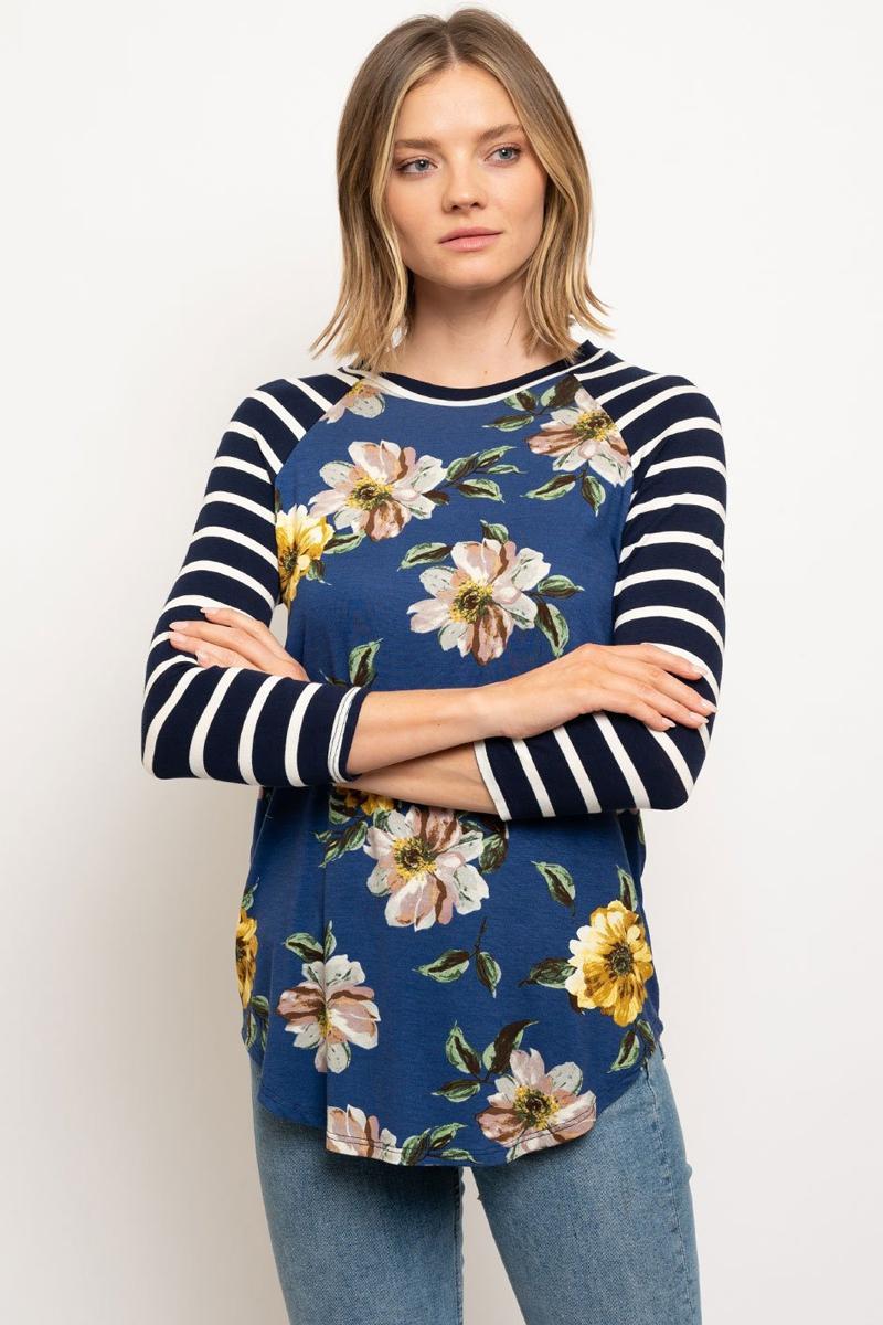 Floral with stripe sleeves Product Image