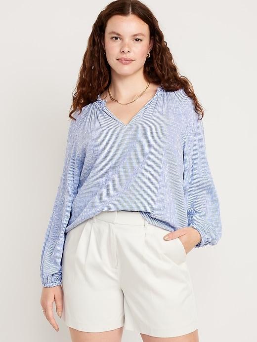 Ruffled Split-Neck Top Product Image