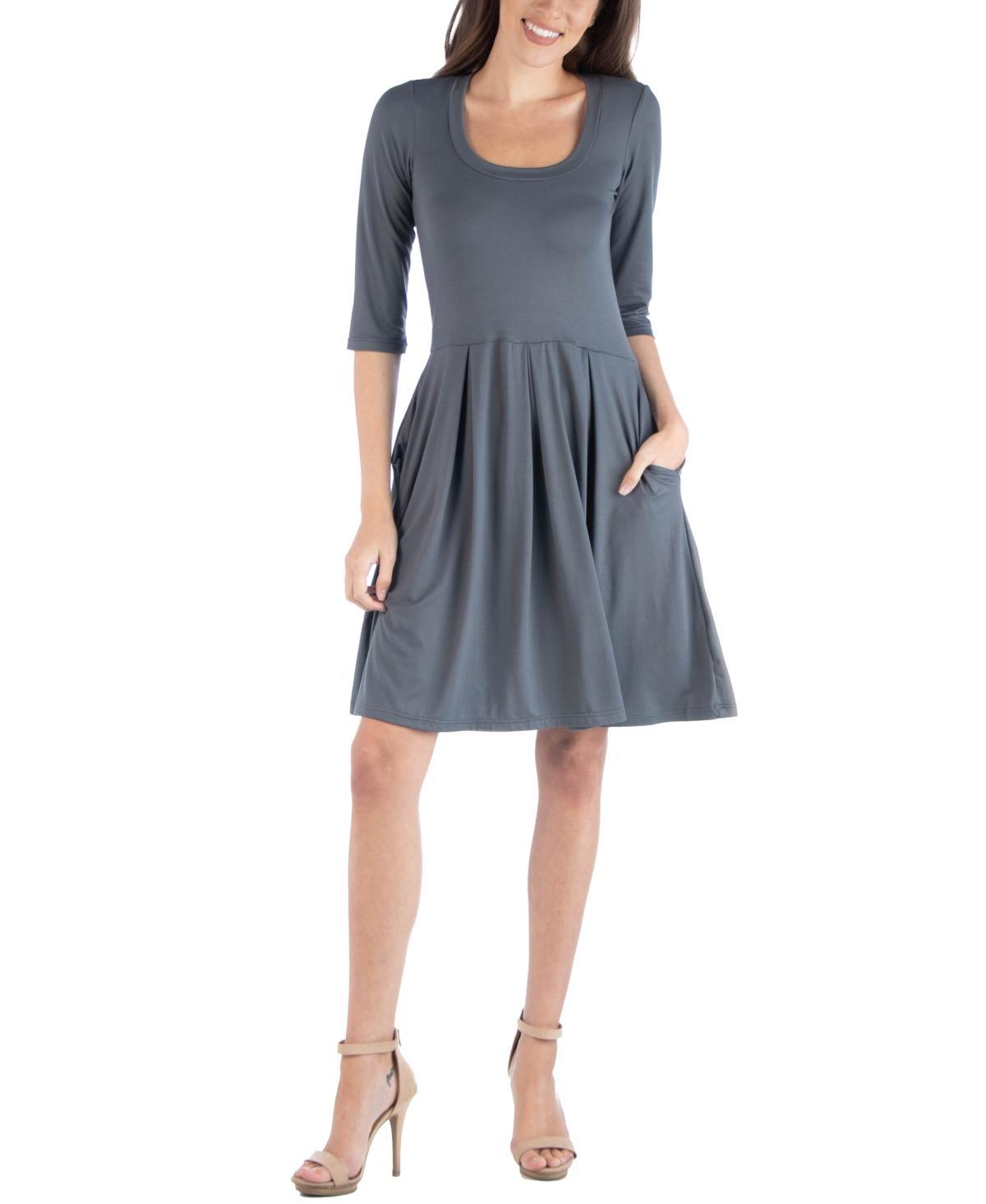 24seven Comfort Apparel Womens Three Quarter Sleeve Mini Dress Product Image