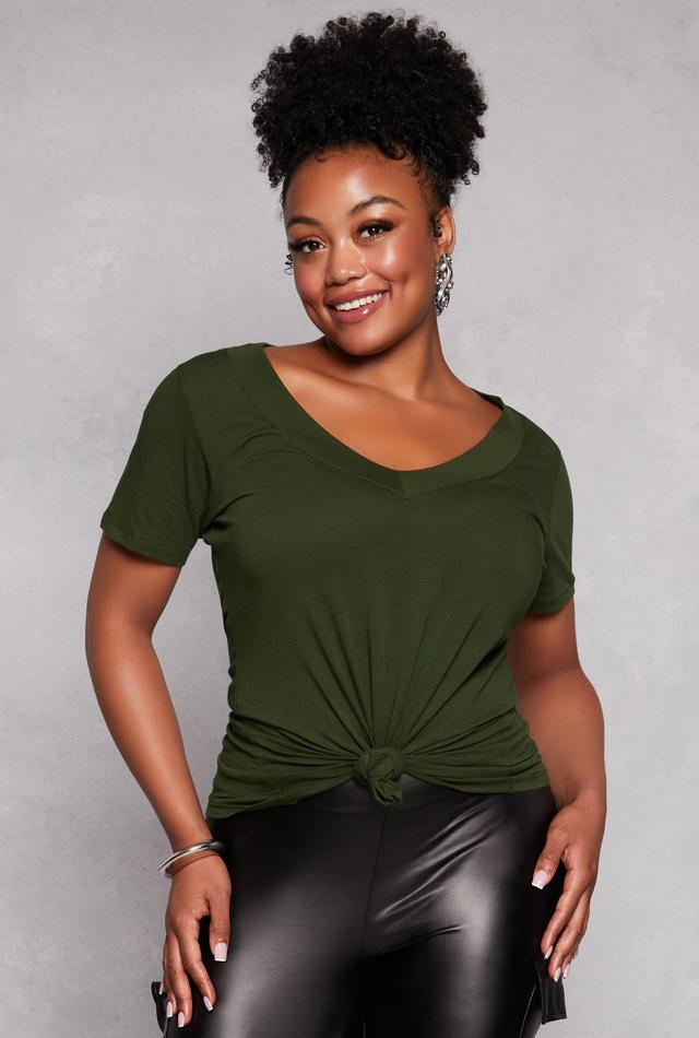 Womens Plus Size Basic V Neck Tee Product Image