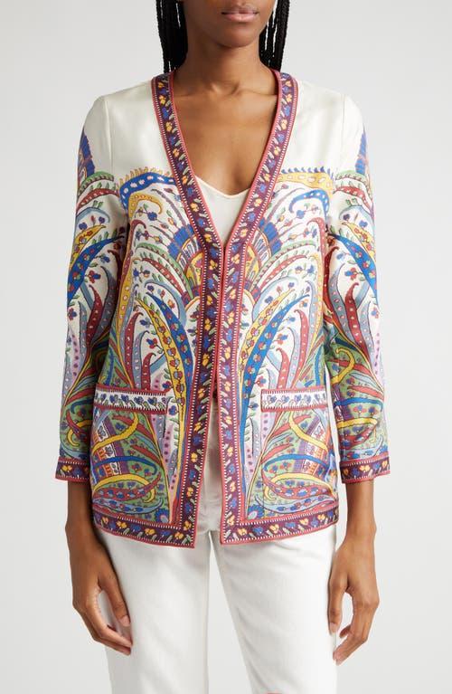 Etro Placed Paisley V-Neck Silk Twill Jacket Product Image