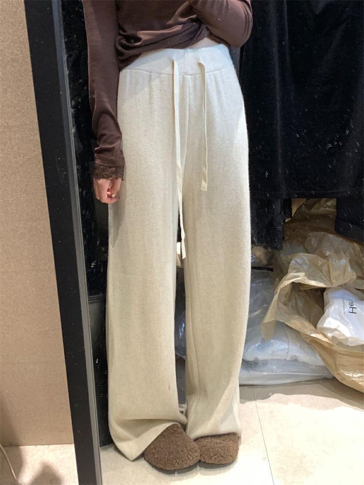 High Waist Plain Wide Leg Pants Product Image