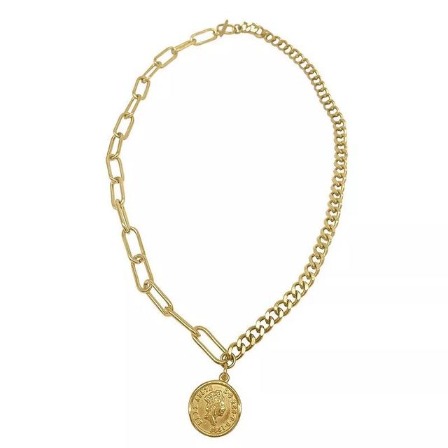 Adornia Mixed Chain Coin Necklace in Yellow at Nordstrom Rack Product Image