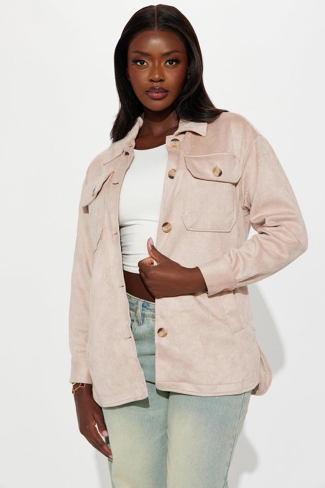 Janet Faux Suede Shacket - Cream Product Image