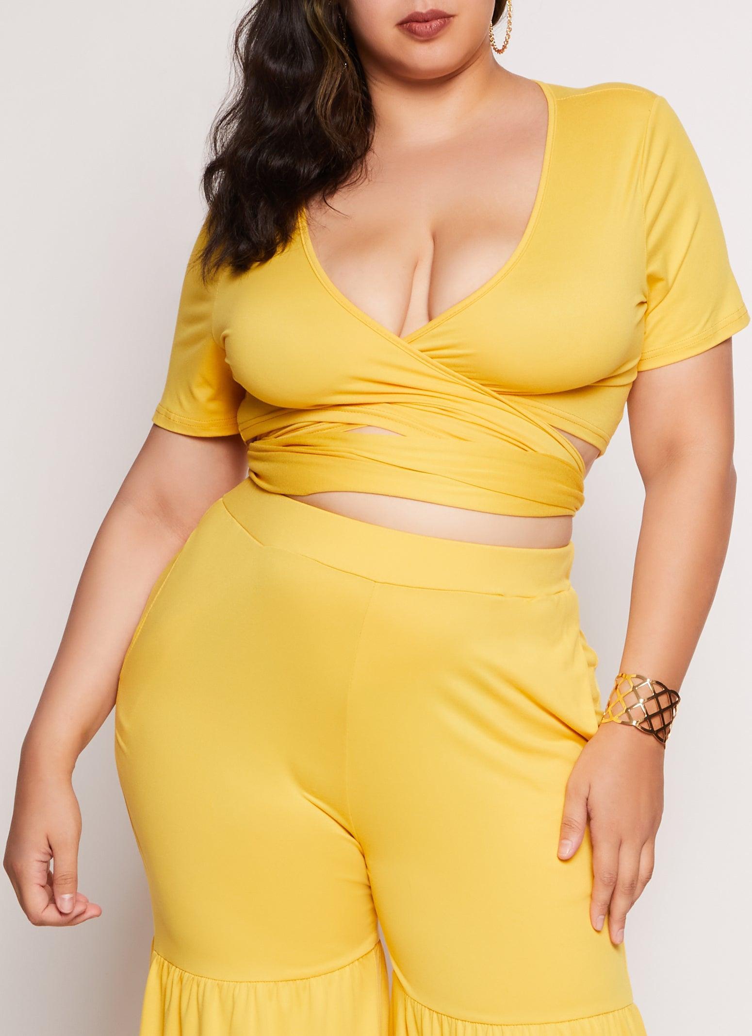 Womens Plus Size Cropped Wrap Top Product Image