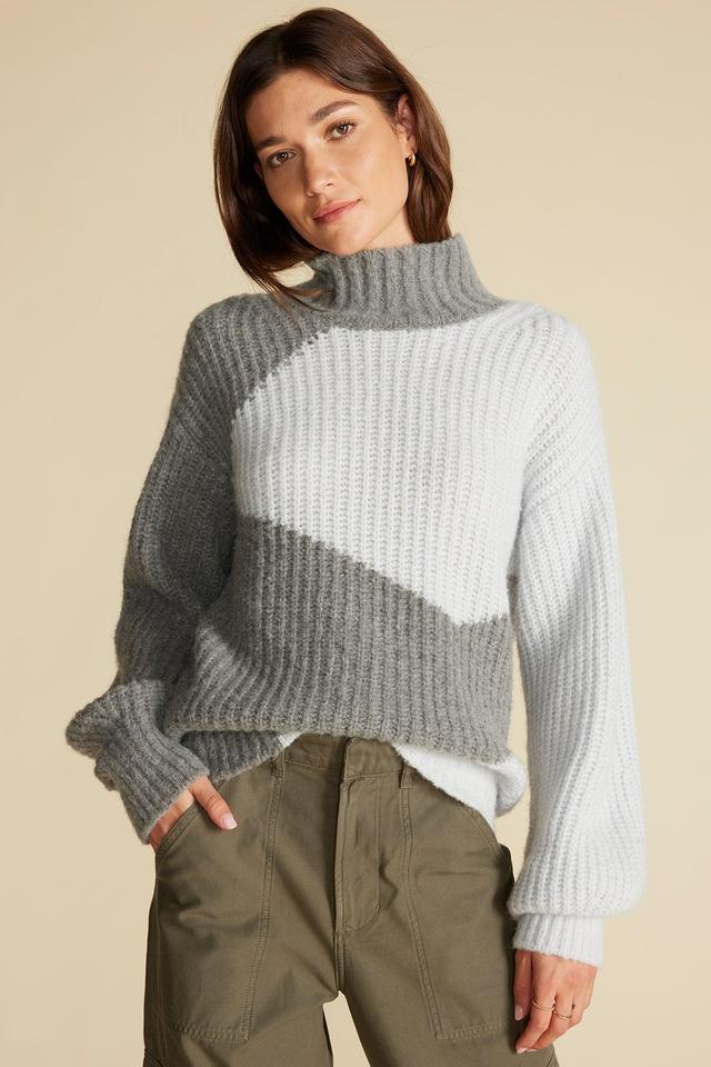 Veira Turtleneck Sweater - Sky Blue and Grey Product Image