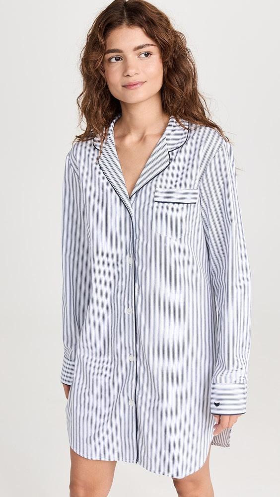 Petite Plume Navy French Ticking Nightshirt | Shopbop Product Image