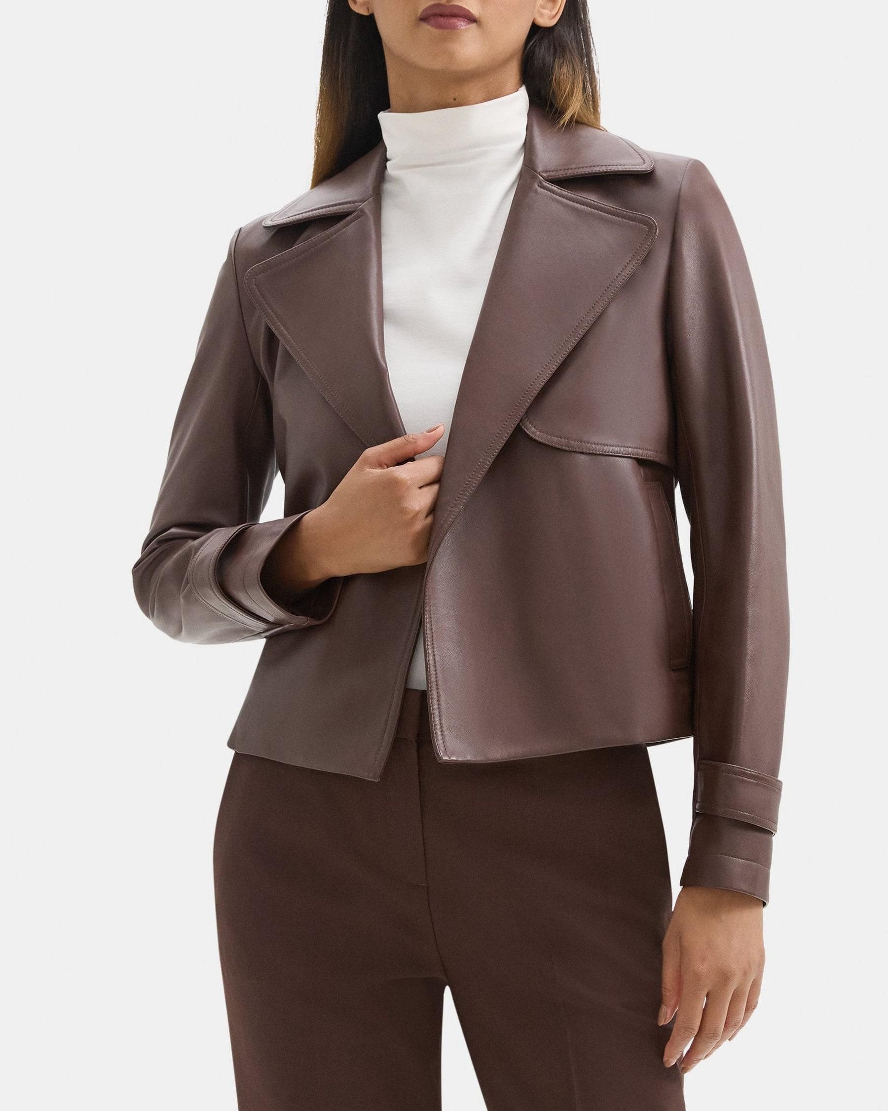 Cropped Coat in Leather product image