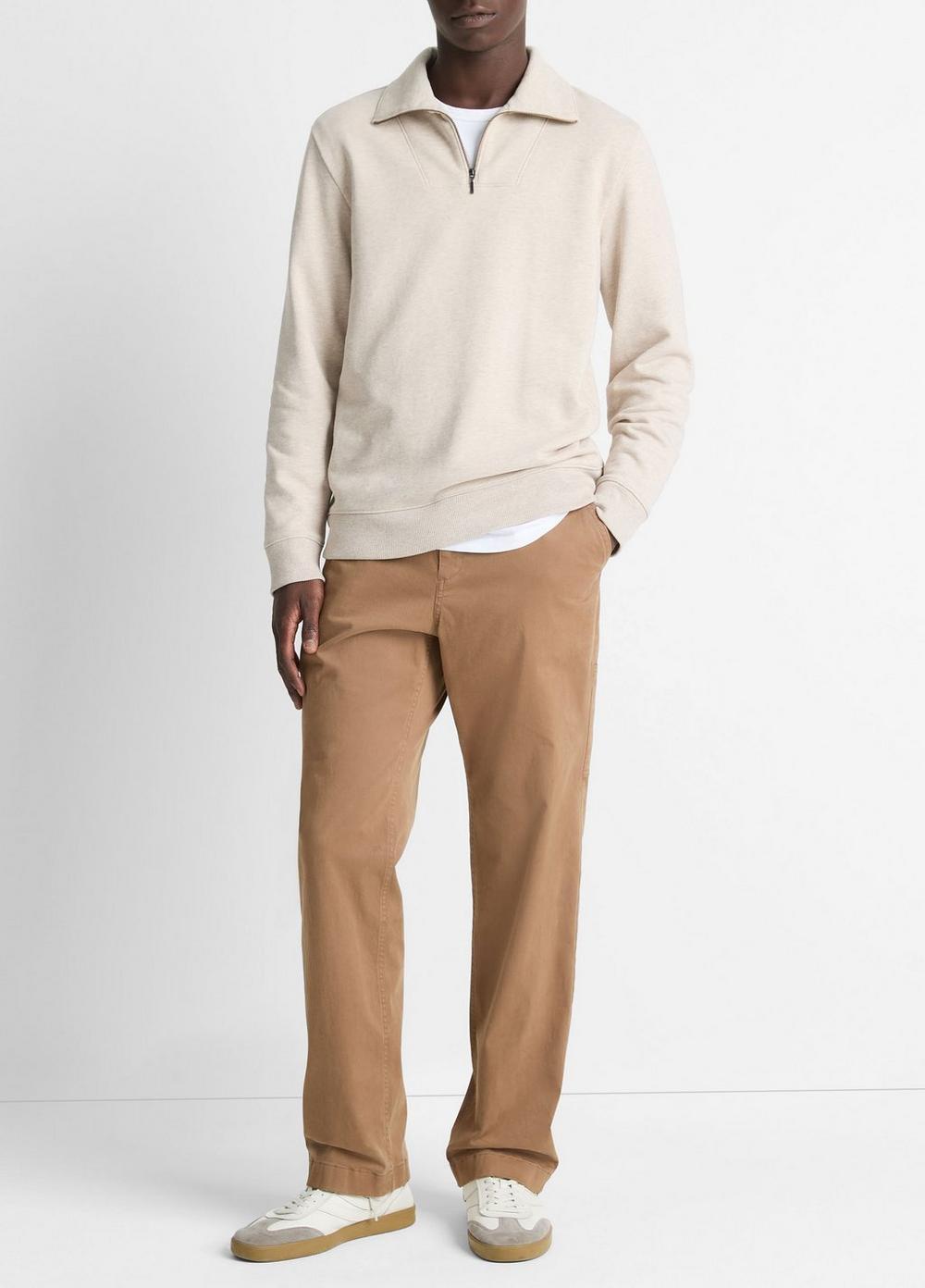 Cotton-Blend Mock Neck Quarter-Zip Pullover Product Image