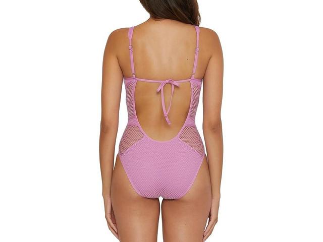 BECCA Network Metallic Mesh Plunge One Piece (Malva) Women's Swimsuits One Piece Product Image