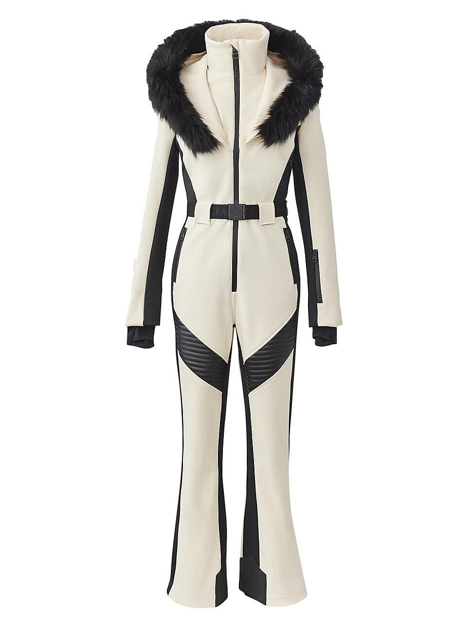 Womens Elle Belted Shearling-Trimmed Shell Ski Suit Product Image