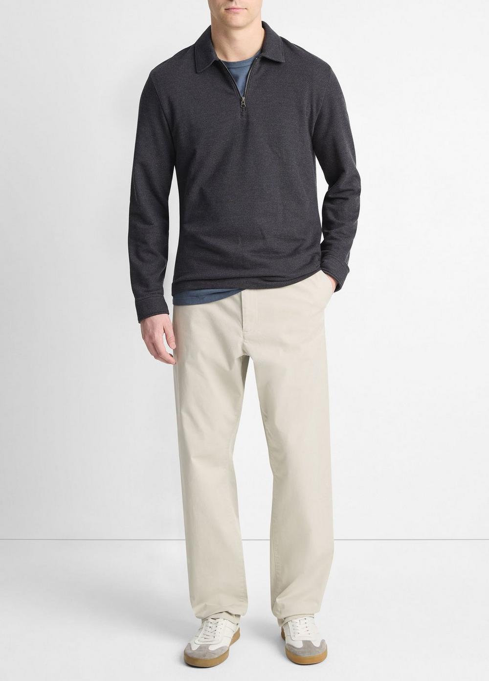 Diagonal Terry Quarter-Zip Polo Pullover Product Image