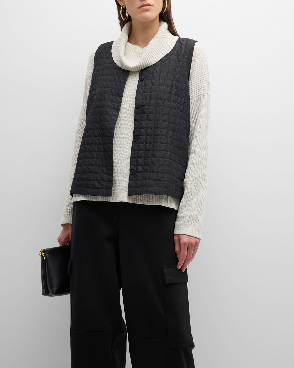 Quilted Button-Down Habutai Silk Vest Product Image