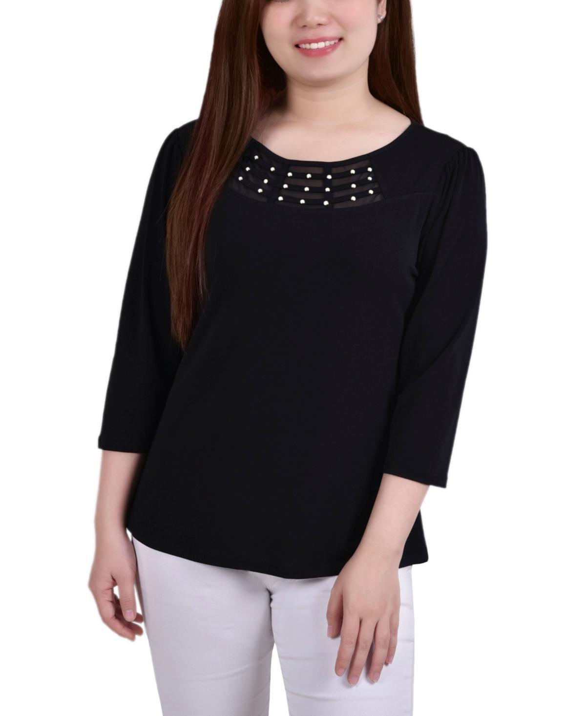 Petite 3/4 Sleeve Crepe Knit Top Product Image