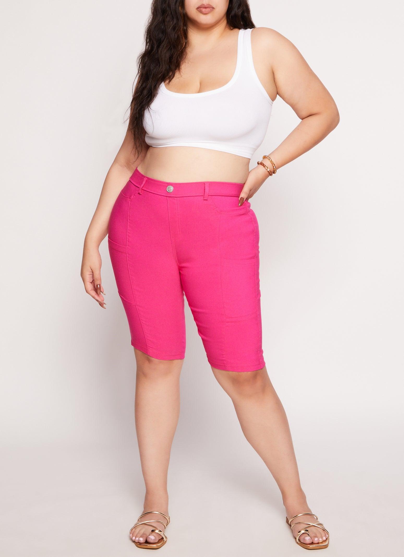 Womens Plus Size Stretch Pull On Bermuda Shorts Product Image