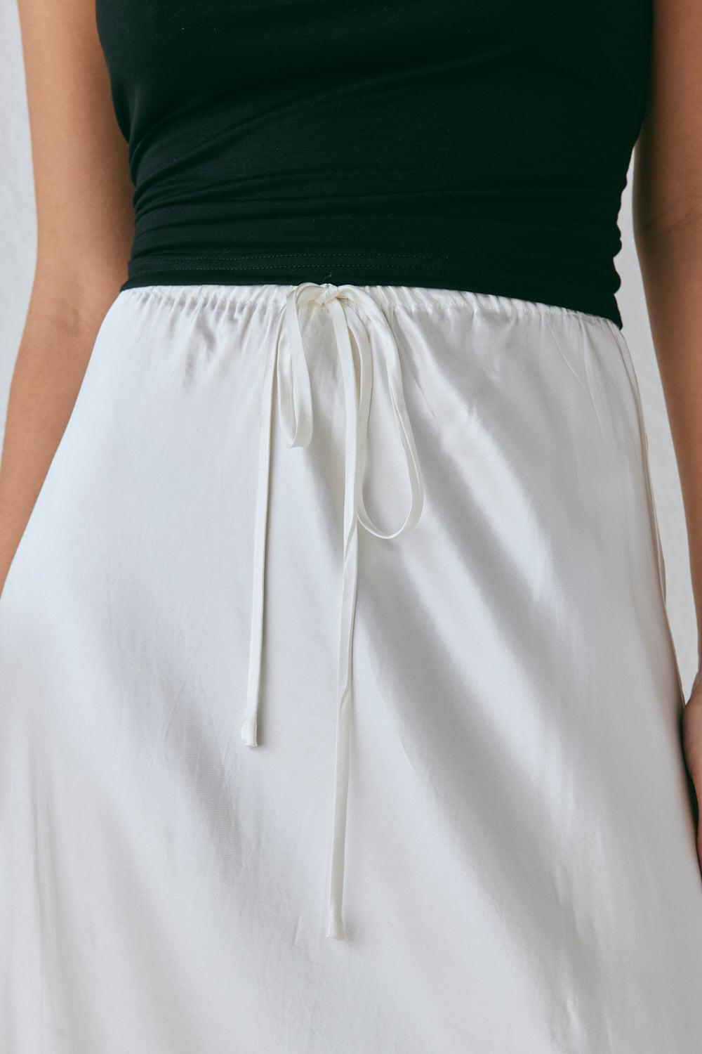 Lyla Satin Maxi Skirt White Product Image