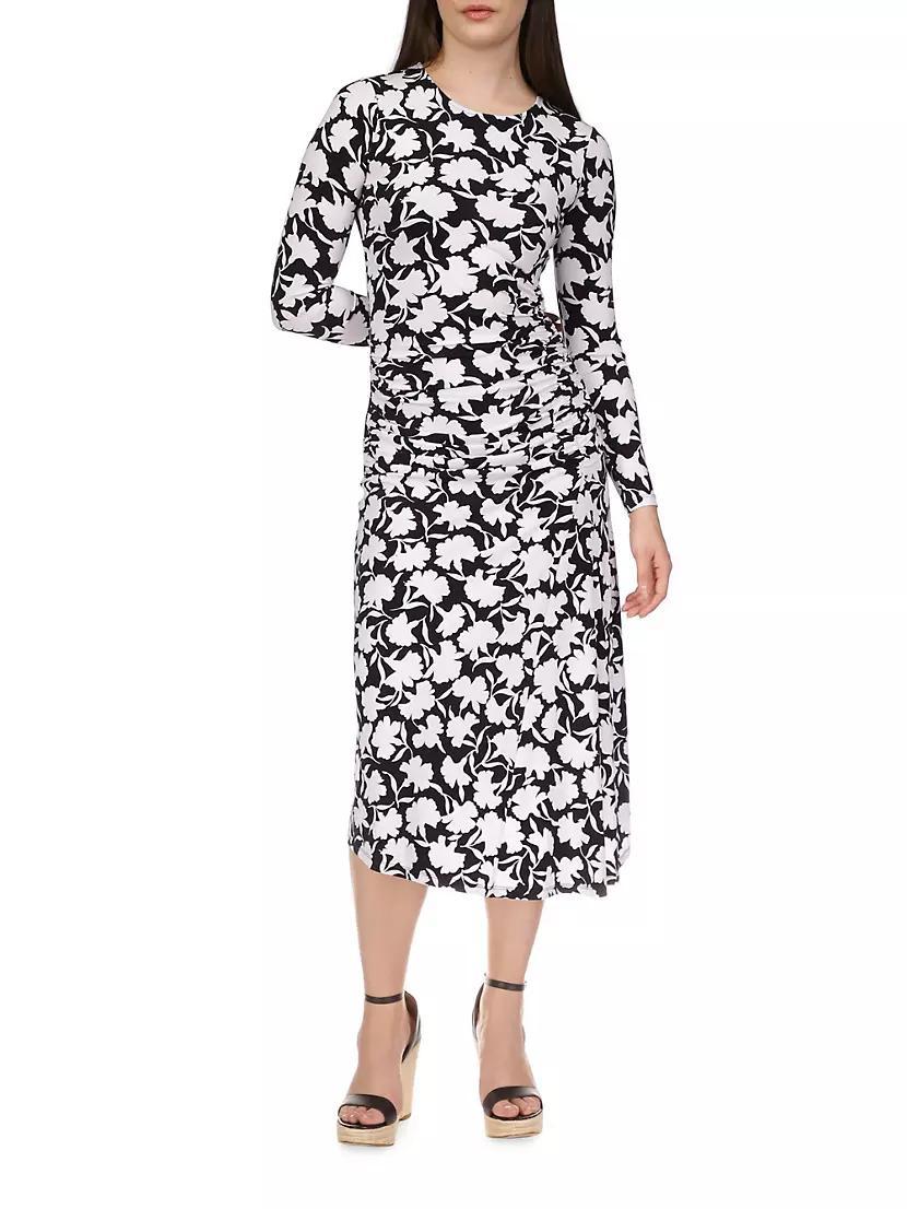 Ruched Floral Midi-Dress Product Image