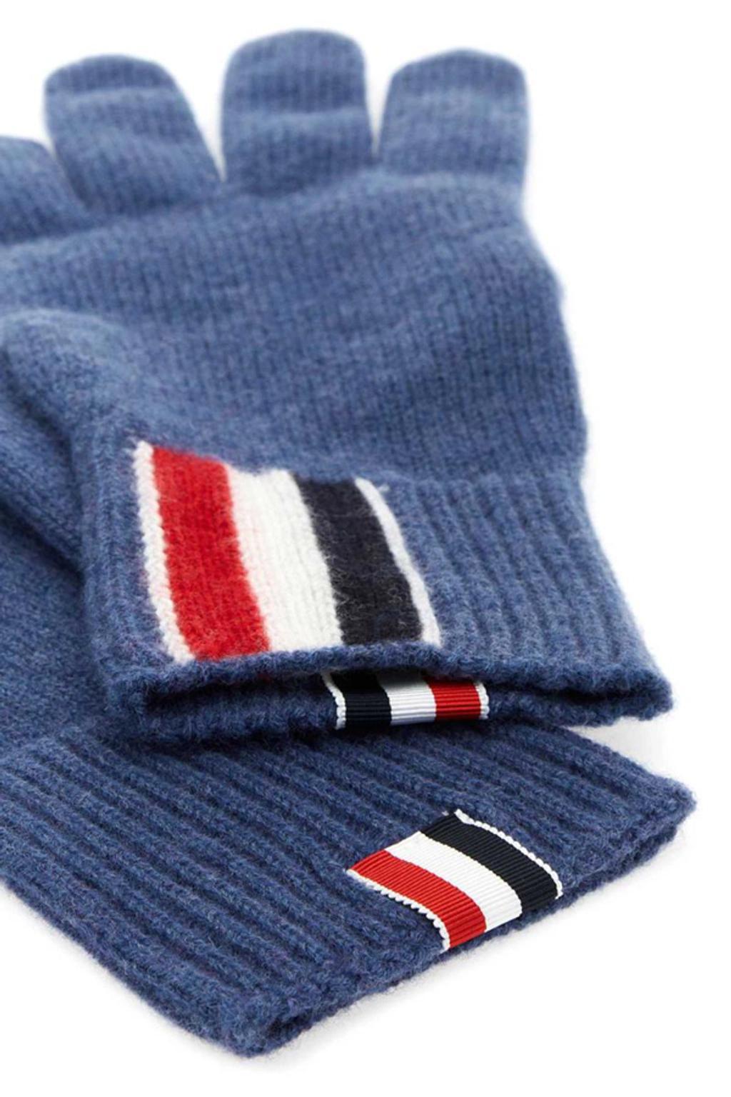 Rwb Intarsia Knitted Striped Gloves In Blue Product Image