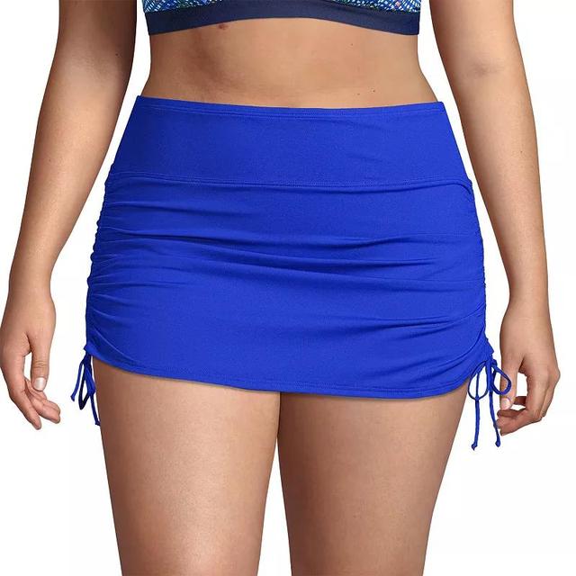 Plus Size Lands End Tummy Control UPF 50 Ruched-Side Swim Skirt, Womens Deep Blue Product Image