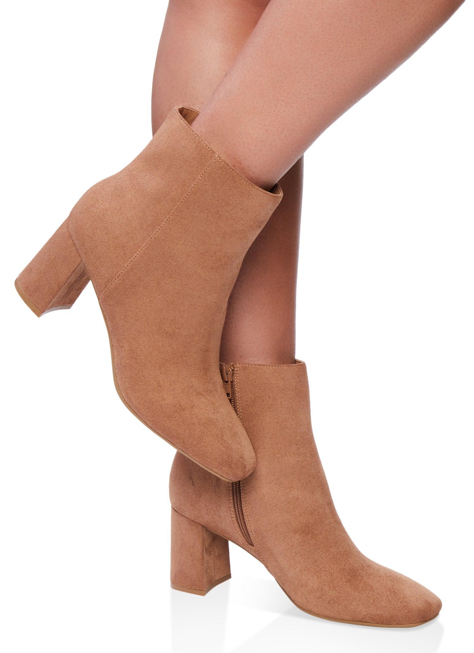 Womens Side Zip Mid Block Heel Booties product image