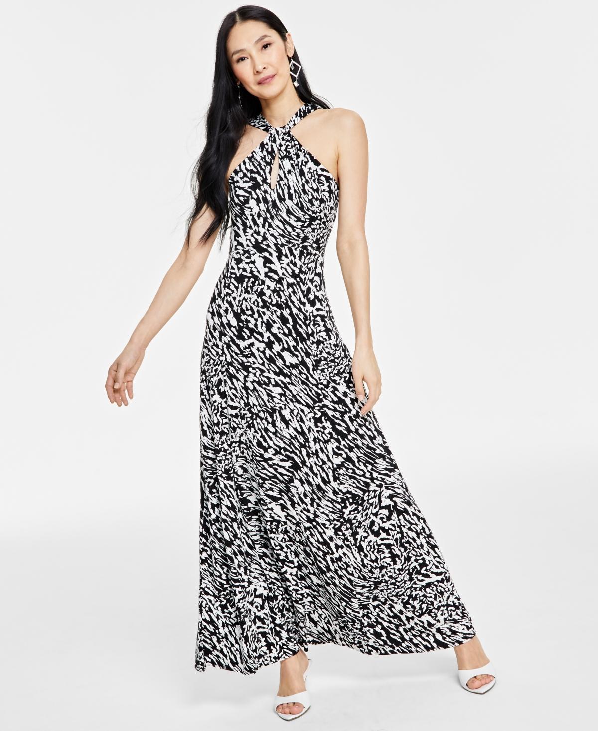 Women's Printed Keyhole-Neck Maxi Dress, Created for Macy's Product Image